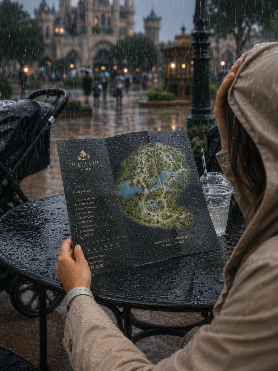Plan de parc NOTPAPER utilisé sous la pluie